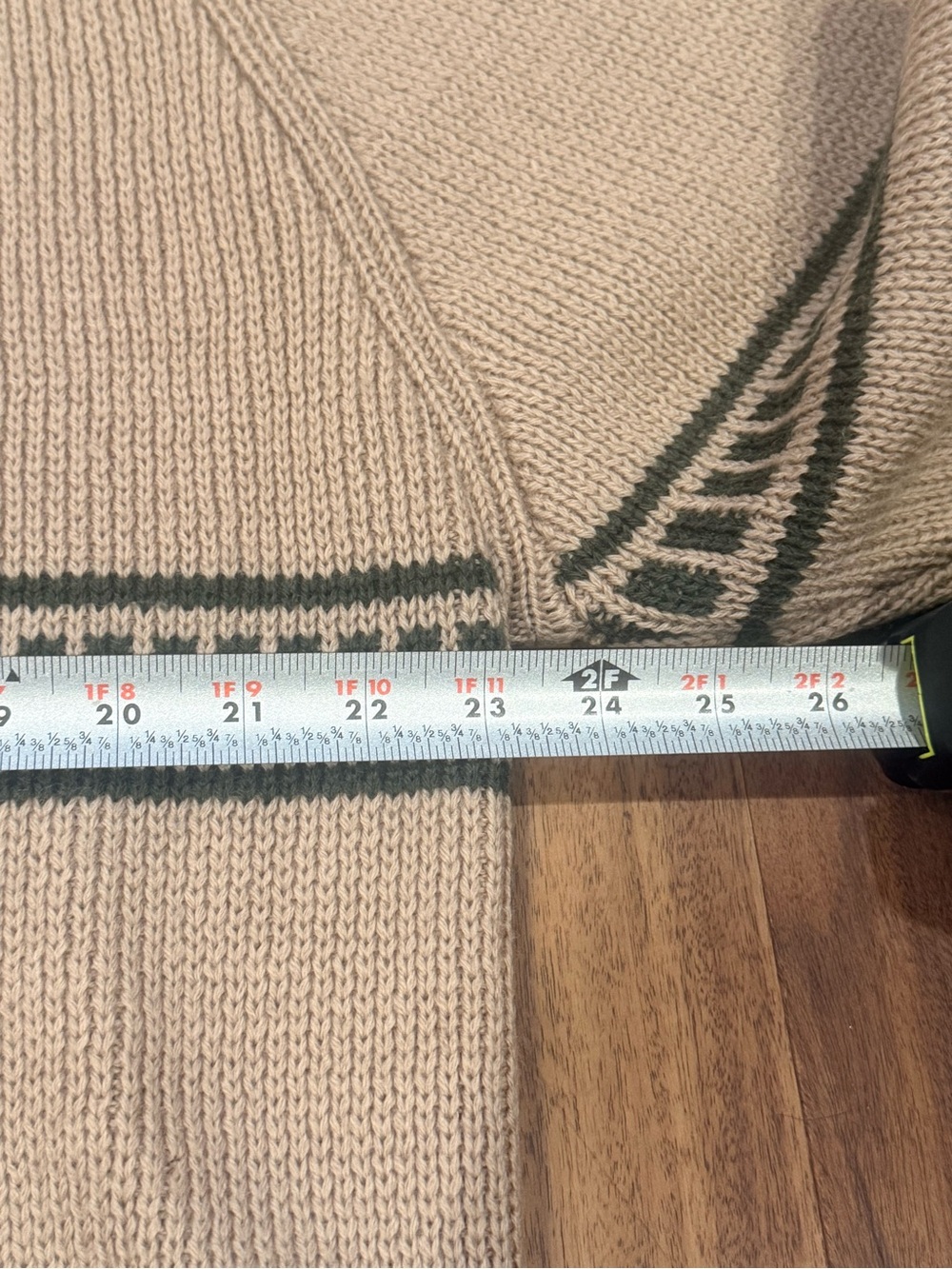 Vintage J.Crew Men's XL Pullover Crewneck 100% Wool Striped Beige Knit Sweater - Picture 3 of 5